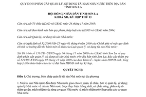 Nghị quyết 299/2009/NQ-HĐND phân cấp quản lý sử dụng tài sản Sơn La