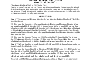 Nghị quyết 114/2009/NQ-HĐND phương hướng nhiệm vụ năm 2010