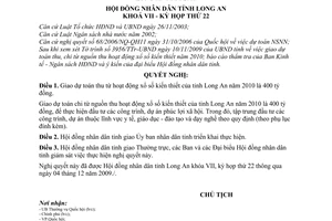 Nghị quyết 117/2009/NQ-HĐND  dự toán thu, chi nguồn thu hoạt động xổ số kiến thiết tỉnh Long An năm 2010