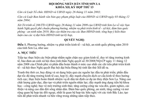 Nghị quyết 291/2009/NQ-HĐND phát triển KTXH đảm bảo an ninh quốc phòng Sơn La