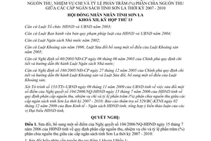 Nghị quyết 292/2009/NQ-HĐND sửa đổi Nghị quyết 104/2006/NQ-HĐND Sơn La