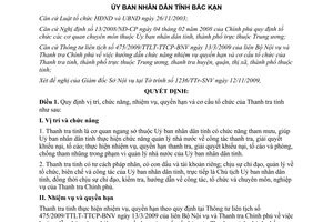 Quyết định 3726/QĐ-UBND 2009 vị trí chức năng nhiệm vụ quyền hạn cơ cấu tổ chức Thanh tra Bắc Kạn