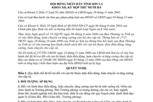 Nghị quyết 303/2009/NQ-HĐND hỗ trợ cán bộ điều động luân chuyển tăng cường Sơn La