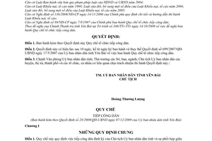 Quyết định 28/2009/QĐ-UBND Quy chế tổ chức tiếp công dân