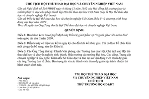 Quyết định 62/QĐ-HTT Điều lệ giải Quần vợt Người giáo viên nhân dân toàn quốc lần thứ II năm 2009