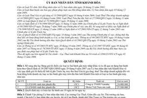 Quyết định 95/2009/QĐ-UBND điều chỉnh bảng giá tối thiểu các loại xe hai bánh gắn máy nhập khẩu đã qua sử dụng kèm theo Quyết định 39/2007/QĐ-UB