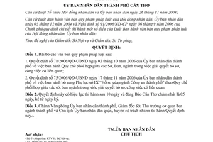 Quyết định 67/2009/QĐ-UBND bãi bỏ văn bản quy phạm pháp luật của UBND Cần Thơ