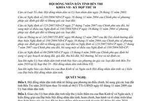 Nghị quyết 20/2009/NQ-HĐND điều chỉnh giá đất Bến Tre 2010