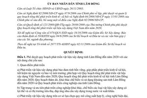 Quyết định 3030/QĐ-UBND năm 2009 quy hoạch phát triển VLXD Lâm Đồng đến 2020