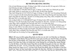 Quyết định 6171/QĐ-BCT bổ sung quy hoạch phân vùng thăm dò, khai thác, chế biến sử dụng quặng vàng, đồng, niken, molipđen