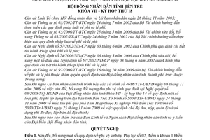 Nghị quyết 23/2009/NQ-HĐND sửa đổi Nghị quyết 08/2008/NQ-HĐNDmức thu phí qua phà tam hiệp phí đo đạc lập bản đồ địa chính
