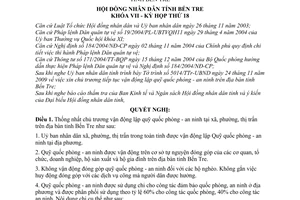 Nghị quyết 24/2009/NQ-HĐND chủ trương vận động lập quỹ quốc phòng - an ninh trên địa bàn tỉnh Bến Tre