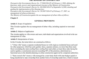 Circular No 38/2009/TT-BXD guiding the use management of villas in urban centers