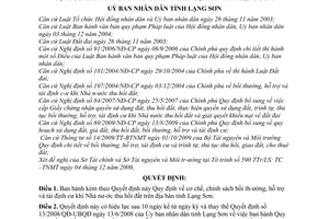 Quyết định 21/2009/QĐ-UBND cơ chế, chính sách bồi thường, hỗ trợ tái định cư khi Nhà nước thu hồi đất trên địa bàn tỉnh Lạng Sơn