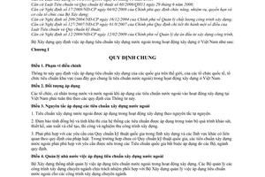 Thông tư 40/2009/TT-BXD áp dụng tiêu chuẩn xây dựng nước ngoài