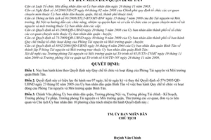 Quyết định 21/2009/QĐ-UBND Quy chế tổ chức hoạt động Phòng Tài nguyên Môi trường quận Bình Tân