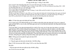 Nghị quyết 21/2009/NQ-HĐND dự toán phân bổ ngân sách thành phố năm 2010