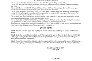 Quyết định 28/2009/QĐ-UBND Quy chế tổ chức hoạt động Phòng Tài nguyên Môi trường quận 9