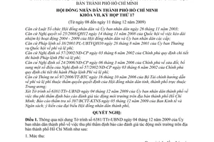 Nghị quyết 33/2009/NQ-HĐND thu phí thẩm định báo cáo đánh giá tác động môi trường trên địa bàn thành phố Hồ Chí Minh