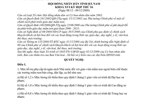 Nghị quyết 12/2009/NQ-HĐND mức hỗ trợ phụ cấp từ ngân sách nhà nước giáo viên mầm non ngoài biên chế