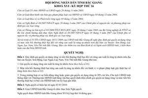 Nghị quyết 16/2009/NQ-HĐND giá sử dụng rừng bồi thường thiệt hại rừng sản xuất Bắc Giang