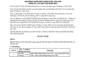 Nghị quyết 19/2009/NQ-HĐND đặt tên đường tên công trình công cộng Cần Thơ