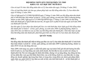 Nghị quyết 10/2009/NQ-HĐND nhiệm vụ kinh tế xã hội quốc phòng an ninh Cần Thơ