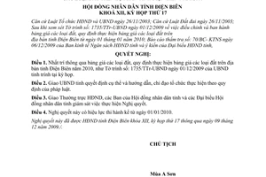 Nghị quyết 178/NQ-HĐND thông qua quy định thực hiện bảng giá đất