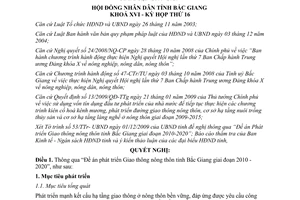 Nghị quyết 17/2009/NQ-HĐND đề án phát triển giao thông nông thôn tỉnh Bắc Giang