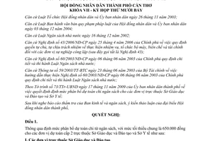 Nghị quyết 14/2009/NQ-HĐND định mức phân bổ dự toán chi ngân sách sở giáo dục sở y tế Cần Thơ