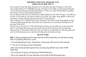 Nghị quyết 15/2009/NQ-HĐND định mức hỗ trợ phát triển sản xuất Chương trình 135