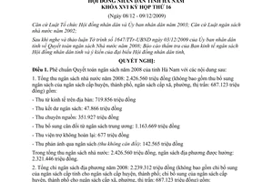 Nghị quyết 09/2009/NQ-HĐND quyết toán thu chi ngân sách Hà Nam 2008