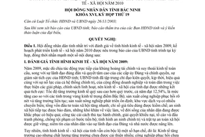 Nghị quyết 144/2009/NQ-HĐND16 phương hướng nhiệm vụ giải pháp phát triển kinh tế xã hội Bắc Ninh