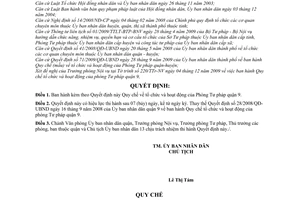 Quyết định 29/2009/QĐ-UBND Quy chế tổ chức hoạt động Phòng Tư pháp quận 9