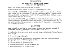 Nghị quyết 14/2009/NQ-HĐND sửa đổi phí, lệ phí kèm theo Nghị quyết 11/2007/NQ-HĐ