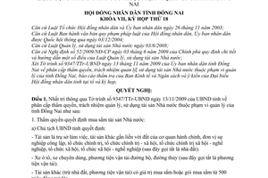 Nghị quyết 157/2009/NQ-HĐND phân cấp thẩm quyền, trách nhiệm quản lý, sử dụng tài sản nhà nước