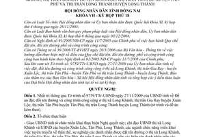 Nghị quyết 159/2009/NQ-HĐND đặt tên, đổi tên đường  công trình công cộng ở thị xã Long Khánh, huyện Xuân Lộc huyện Tân Phú huyện Long Thành
