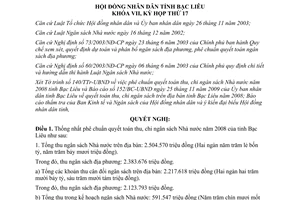 Nghị quyết 11/2009/NQ-HĐND quyết toán thu chi NSNN 2008 Bạc Liêu