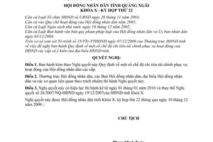 Nghị quyết 19/2009/NQ-HĐND chế độ chi tiêu tài chính phục vụ hoạt động Hội đồng nhân dân các cấp