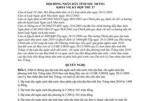 Nghị quyết 24/2009/NQ-HĐND dự toán thu ngân sách nhà nước