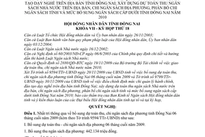 Nghị quyết 154/2009/NQ-HĐND bổ sung dự toán thu, chi ngân sách địa phương tỉnh Đồng Nai