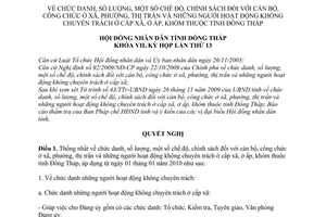 Nghị quyết 16/2009/NQ-HĐND chức danh, số lượng, chế độ, chính sách