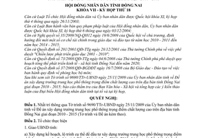 Nghị quyết 158/2009/NQ-HĐND  xây dựng trường trung học phổ thông trọng điểm chất lượng cao trên địa bàn tỉnh Đồng Nai giai đoạn 2010 - 2015