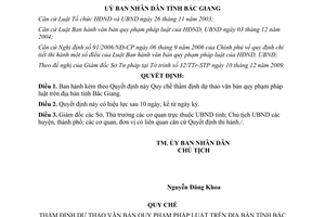 Quyết định 142/2009/QĐ-UBND quy chế thẩm định dự thảo văn bản Bắc Giang