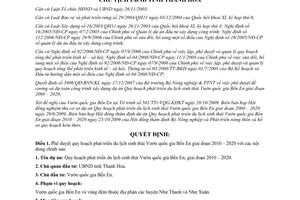 Quyết định 4775/QĐ-UBND 2009 Quy hoạch du lịch Vườn Quốc gia Bến En Thanh Hóa 2008 2020