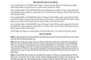 Quyết định 3325/QĐ-BTC  Danh mục Chi cục Dự trữ Nhà nước