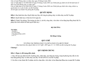 Quyết định 4115/QĐ-BTP Quy chế công tác phòng cháy và chữa cháy