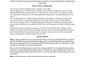 Quyết định 2217/QĐ-TTg phê duyệt danh mục dự án phát triển nhà ở sinh viên tại thành phố Hà Nội, thành phố Hồ Chí Minh