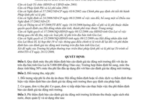 Quyết định 64/2009/QĐ-UBND  mức thu, chế độ thu, nộp, quản lý sử dụng phí thẩm định báo cáo đánh giá tác động môi trường