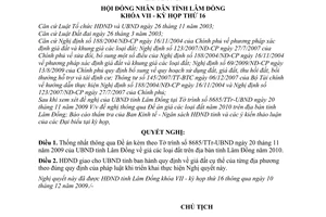 Nghị quyết 130/2009/NQ-HĐND giá các loại đất năm 2010